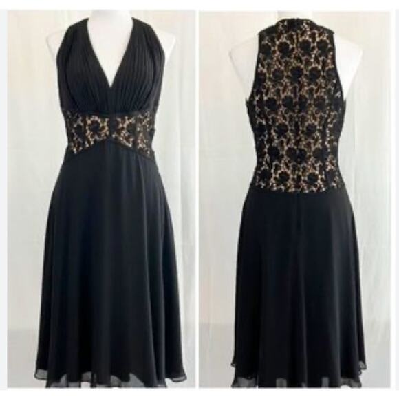 Todashi Womens Silk A-line V-neck Dress Size 8 Lace Whimsigoth Gothic Romantic - Picture 1 of 12